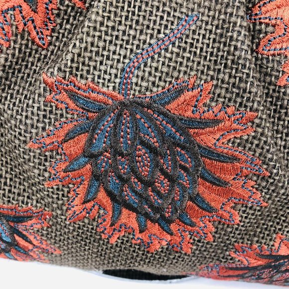 LouLou de la Falaise Brown and Red Embroidered Gold Frame Clutch Purse Bag - Picture 4 of 11